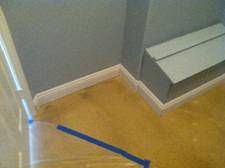 Installing new baseboards and a custom shoe rack